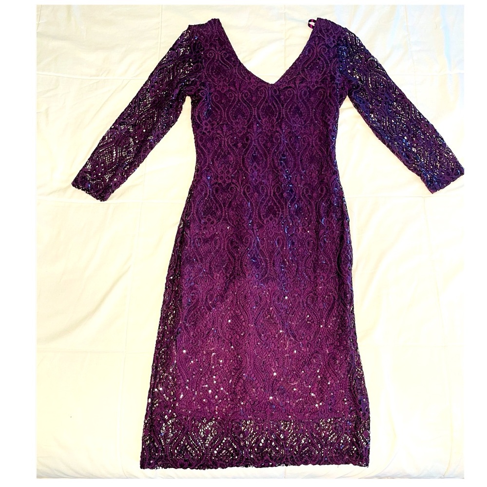 Marina Sequin Lace 3/4 sleeve gorgeous dress